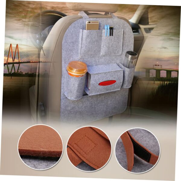 Multi-Pocket Felt Car Seat Organizer - Image 2