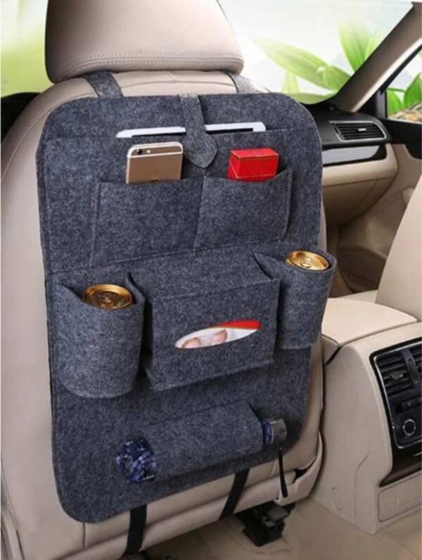 Multi-Pocket Felt Car Seat Organizer - Image 3
