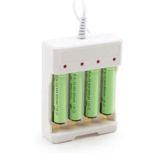 USB Battery Charger with 4 Slots + Rechargeable AA batteries